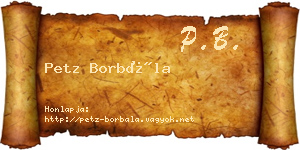 Petz Borbála névjegykártya